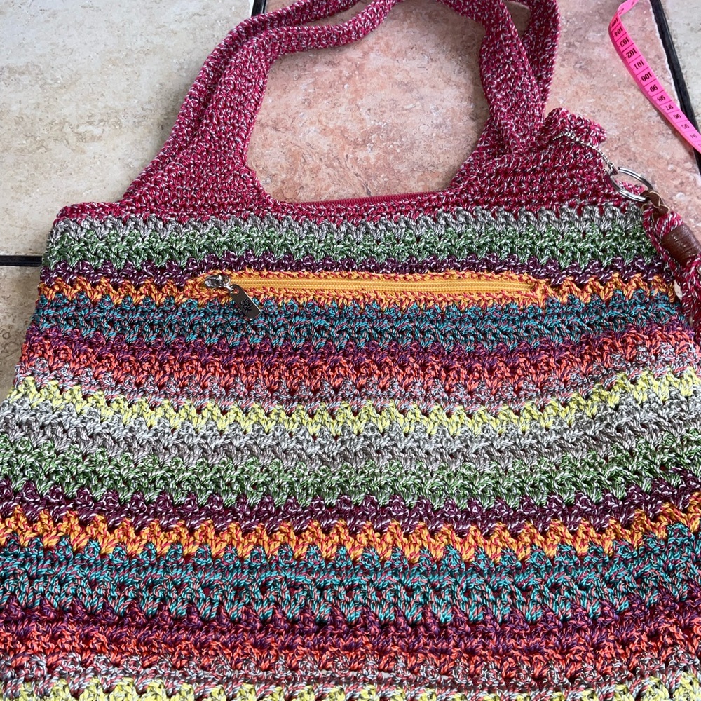 The Sak Knit multicolored LG slouchy purse Shoulder bag Red, Blue, Orange Green - Picture 8 of 11